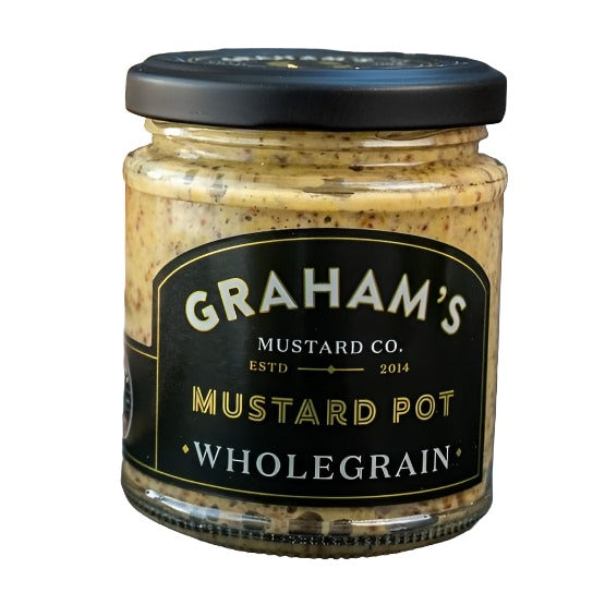 Graham's Mustard Pot Wholegrain 190g in a glass jar