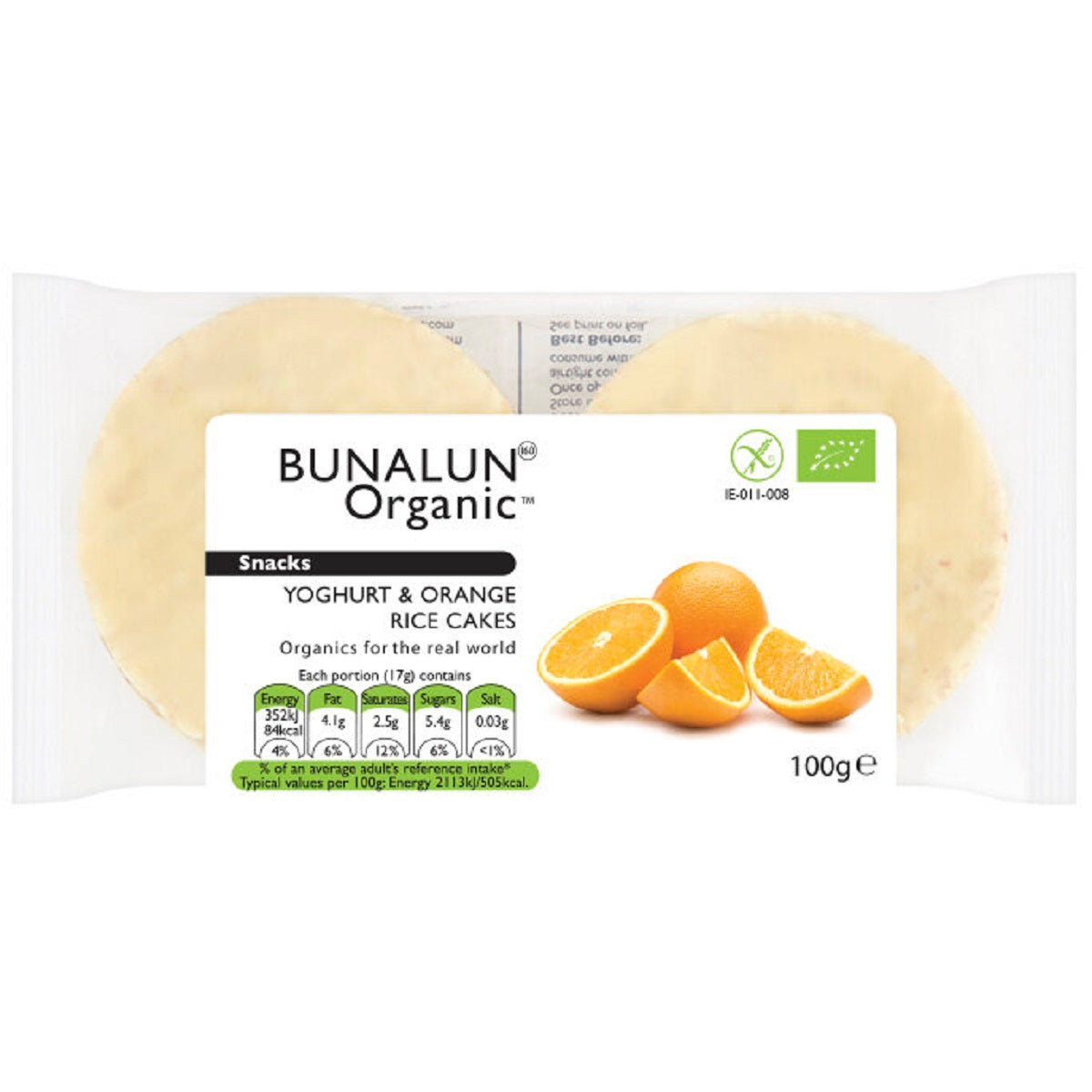 Bunalun Organic Yoghurt &amp; Orange Rice Cake 100g