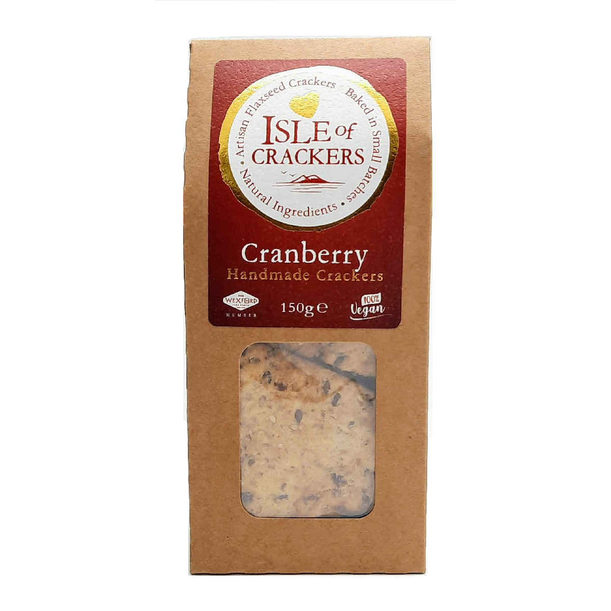 Isle of Crackers Handmade Flaxseed Crackers Sesame &amp; Cranberry 150g