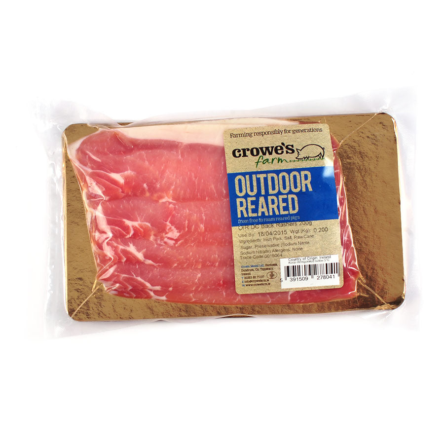 J. Crowe &amp; Sons Outdoor Reared Dry Cure Back Rashers 200g