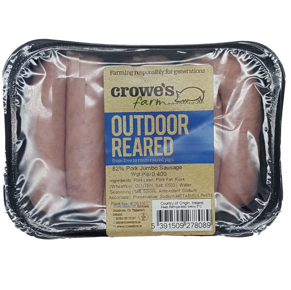 J. Crowe &amp; Sons Outdoor Reared Pork Jumbo Sausage 400g