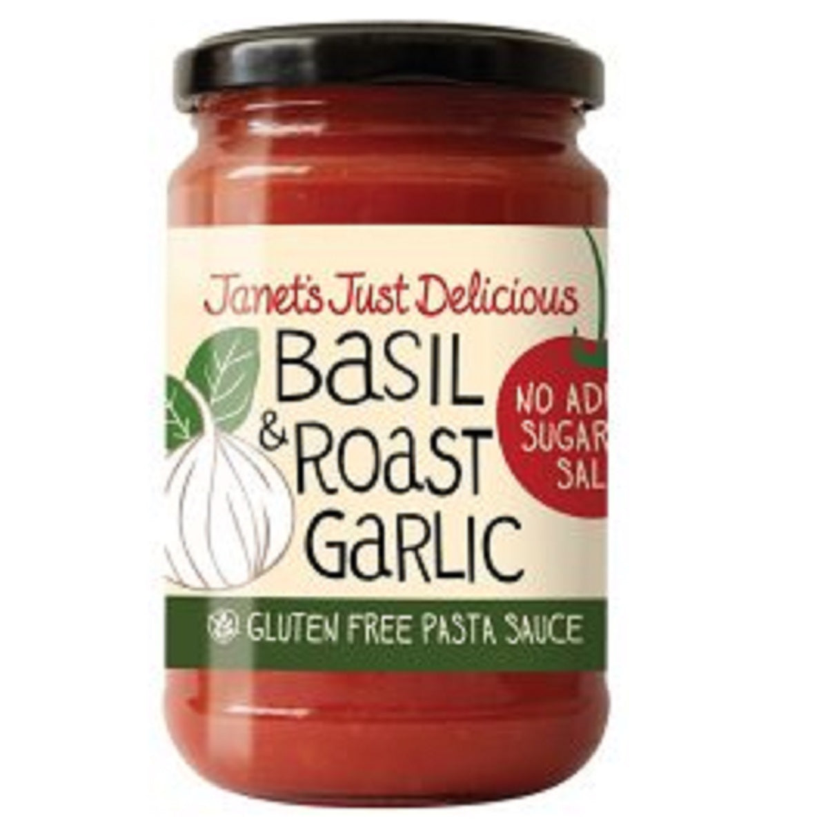 Janet&#39;s Just Delicious Basil &amp; Roast Garlic Pasta Sauce 350g