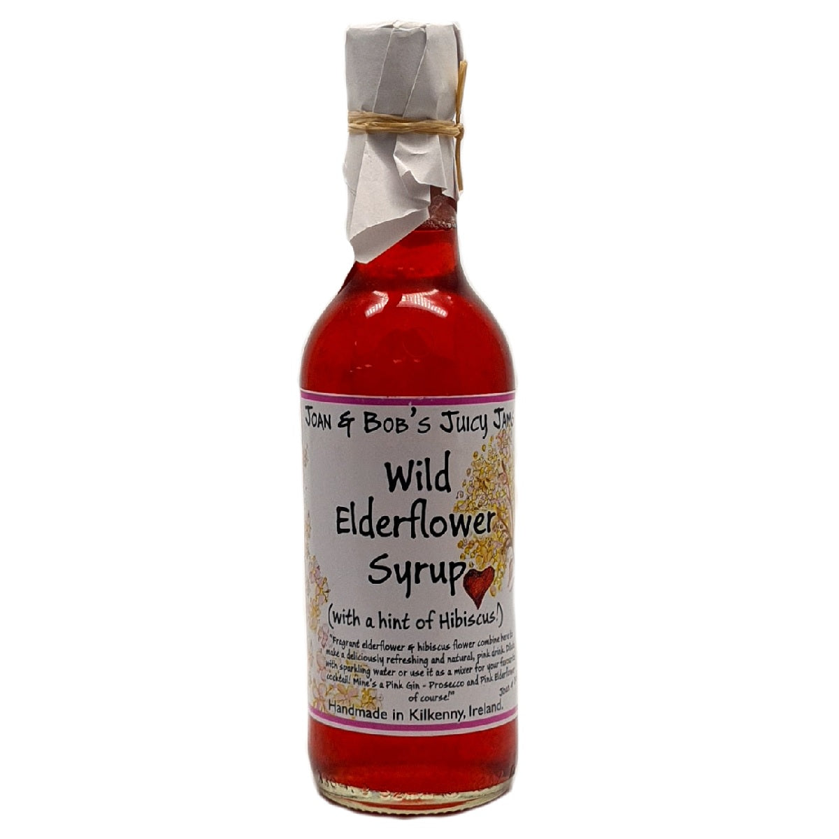 Joan &amp; Bob&#39;s Juicy Jams Wild Elderflower Syrup with a hint of Hibiscus 330ml