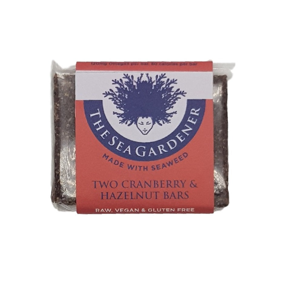 The Sea Gardener Two Cranberry &amp; Hazelnut Bars Made with Seaweed 50g