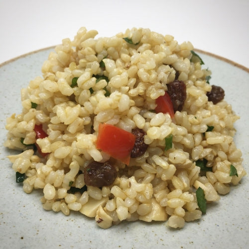 Brown rice salad with soy and ginger dressing by Julie Ward