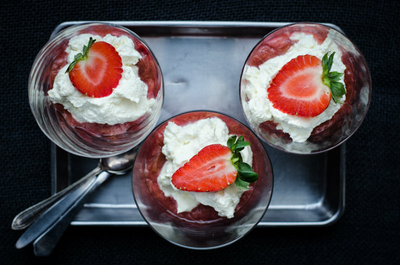 Rhubarb, Strawberry & White Chocolate Trifle by Trish Deseine