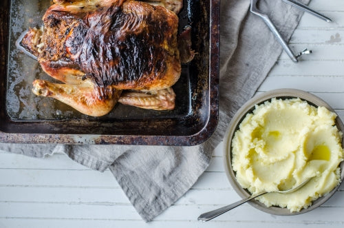 Ring’s Farm Roast Chicken with Seaweed Caponata & Olive Mash by Trish Deseine