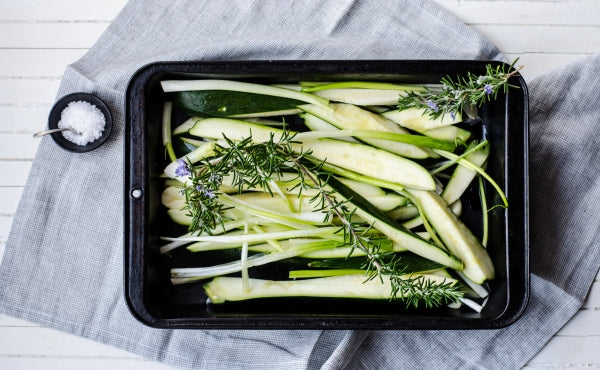 Roast Courgettes and Scallions with Garlic & Rosemary by Trish Deseine