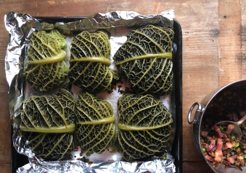 Weeknight Stuffed Thorpes Cabbage with Tasty Grains by Trish Deseine
