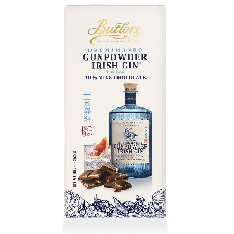 Butlers Drumshanbo Gunpowder Irish Gin flavoured 40% Milk Chocolate Bar 100g
