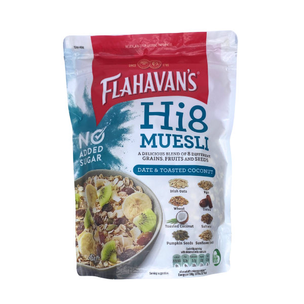 Flahavan&#39;s Hi8 Date &amp; Toasted Coconut Muesli 450g