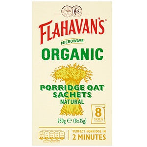 Flahavan's Microwave Organic Porridge Oat Natural 280g x8 sachets