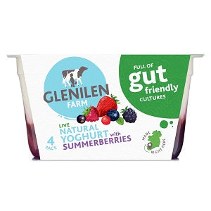 Glenilen Farm Live Natural Yoghurt with Summer Berries 4x125g