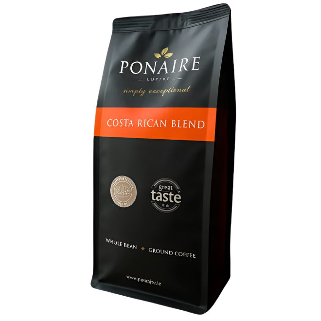 Ponaire Costa Rican Blend coffee package on a white background