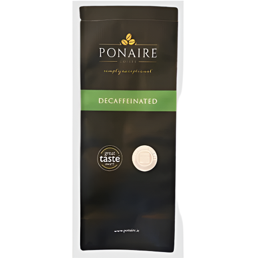 Ponaire decaffeinated coffee package on a white background