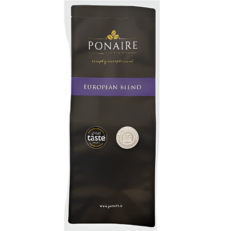 Ponaire European Blend coffee package on a white background