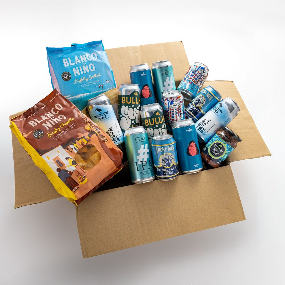 12 European Craft Beer Can & Snack Selection