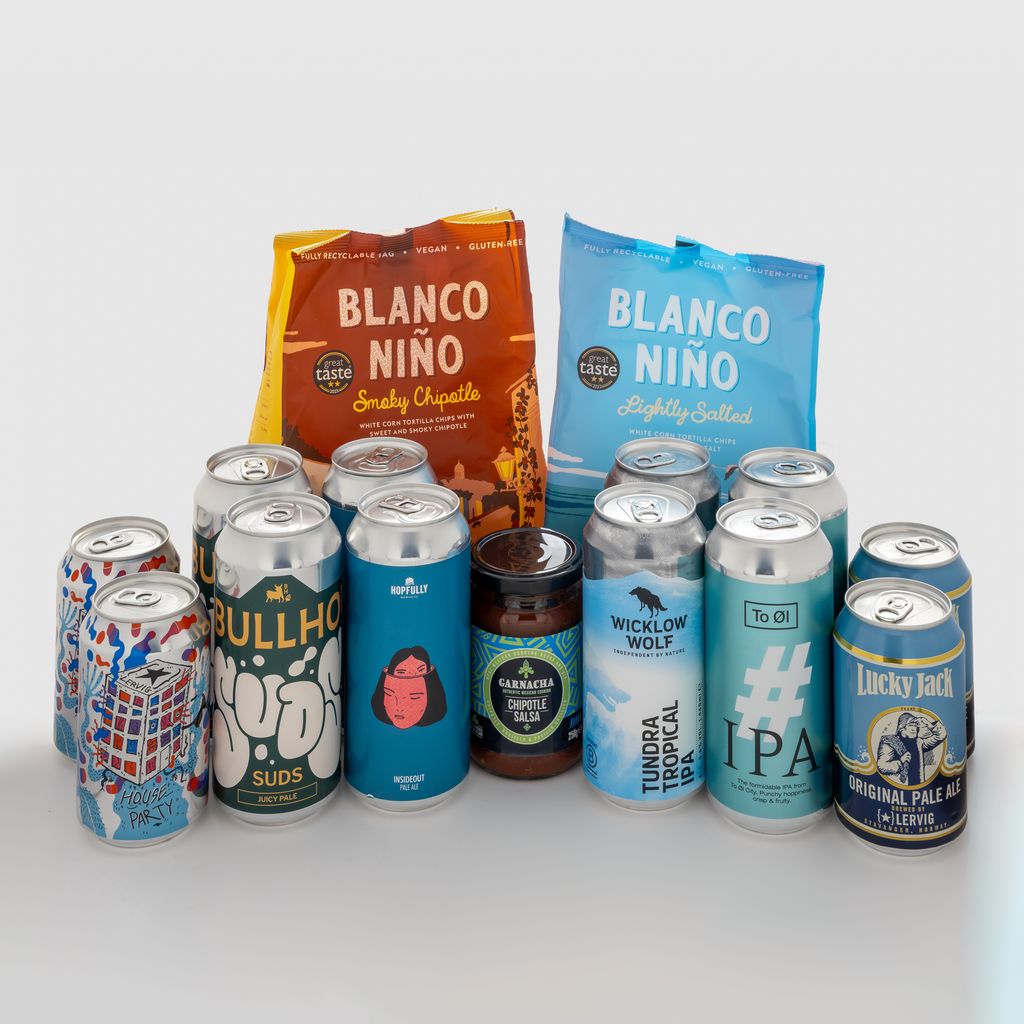 12 European Craft Beer Can & Snack Selection