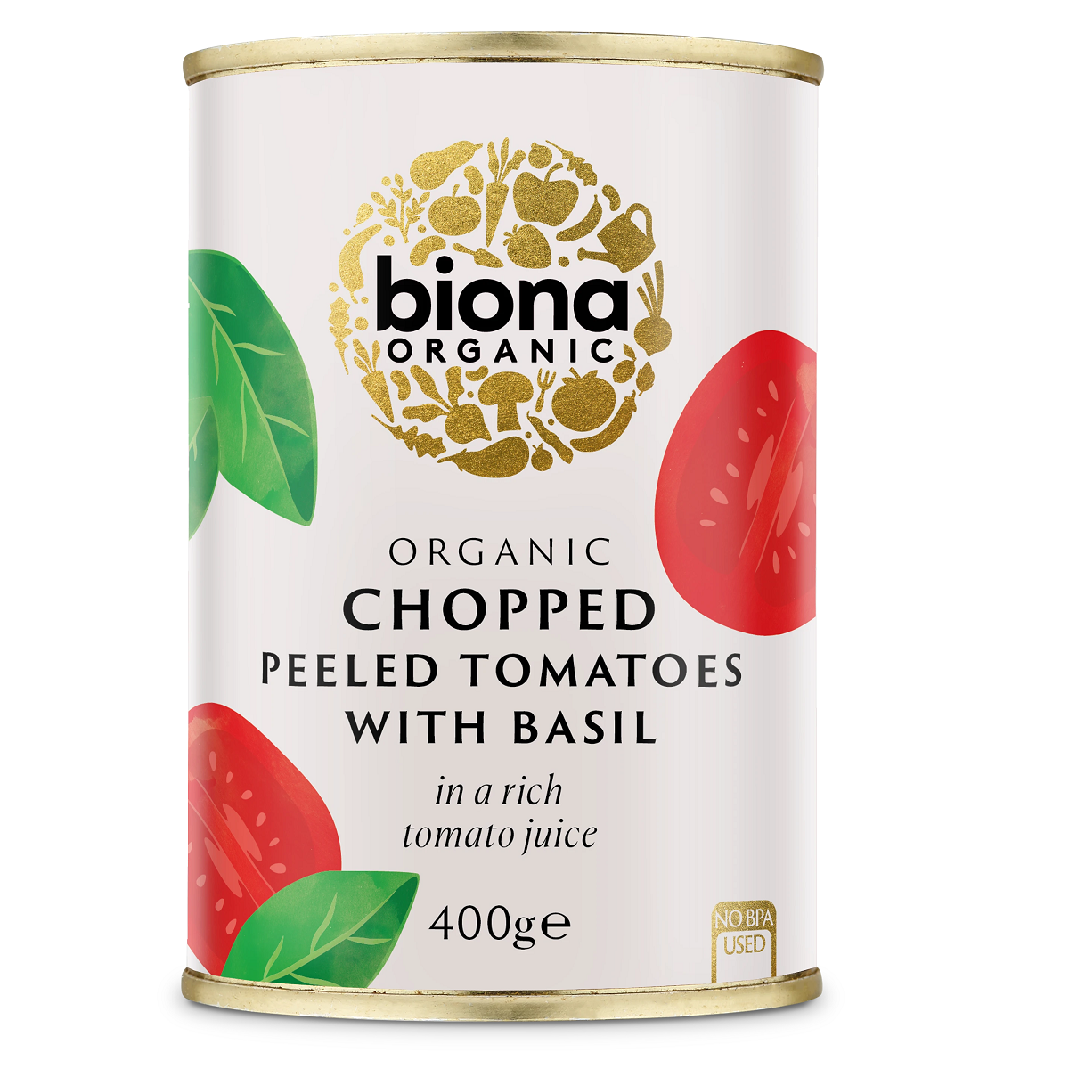 Biona Organic Chopped Peeled Tomatoes with Basil 400g