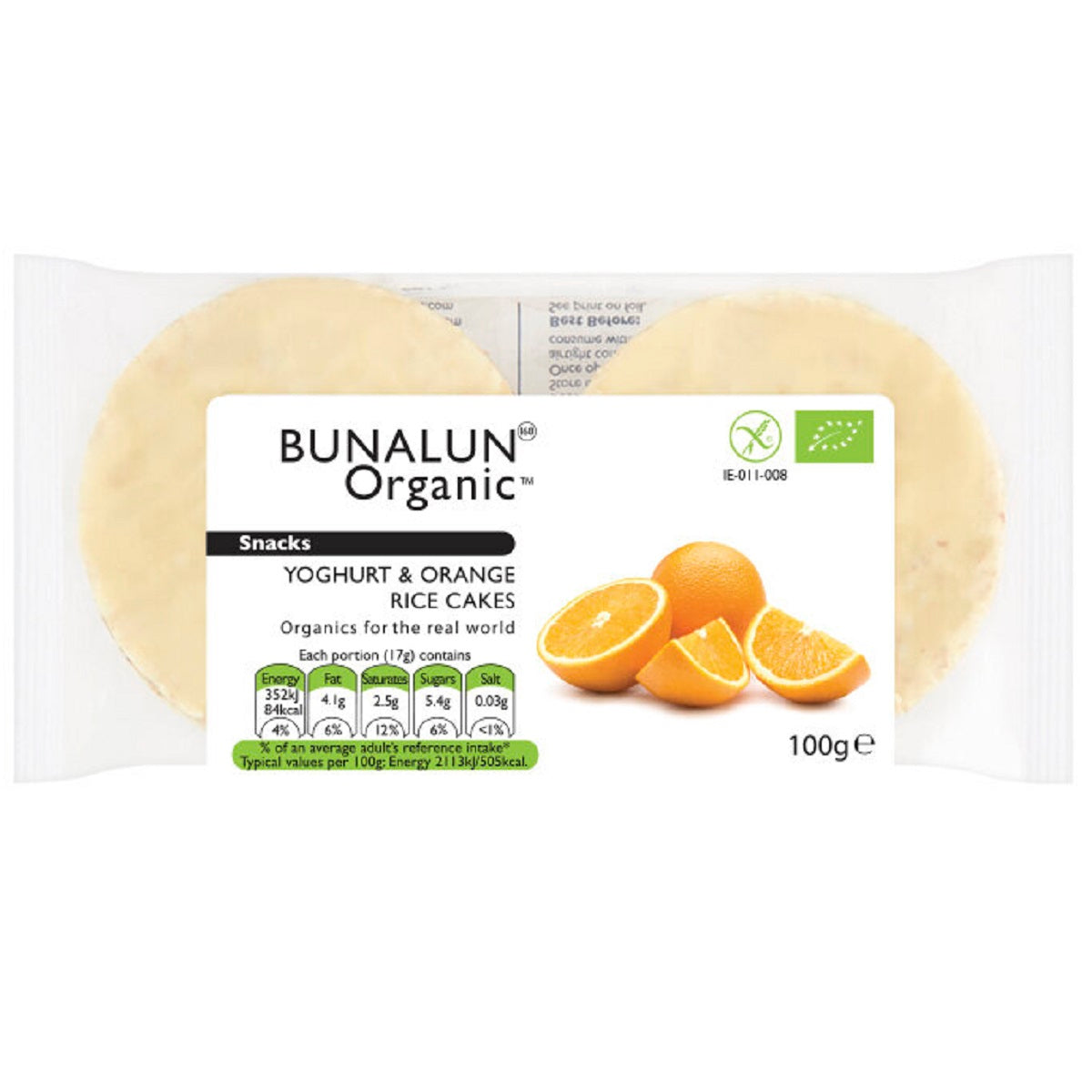 Bunalun Organic Mini Yoghurt &amp; Orange Rice Cakes 60g