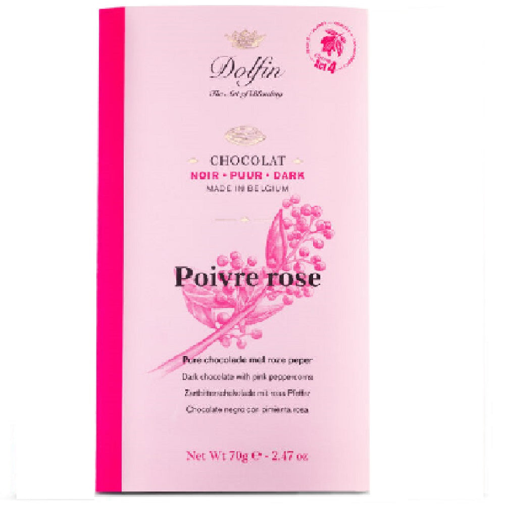 Dolfin Dark Chocolate with Pink Peppercorns 70g