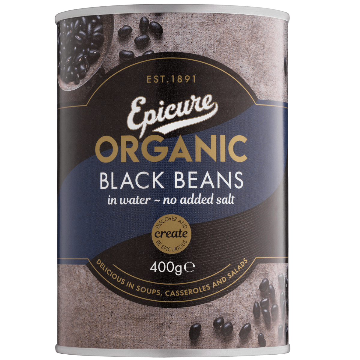 Epicure Organic Black Beans in water no added salt 400g