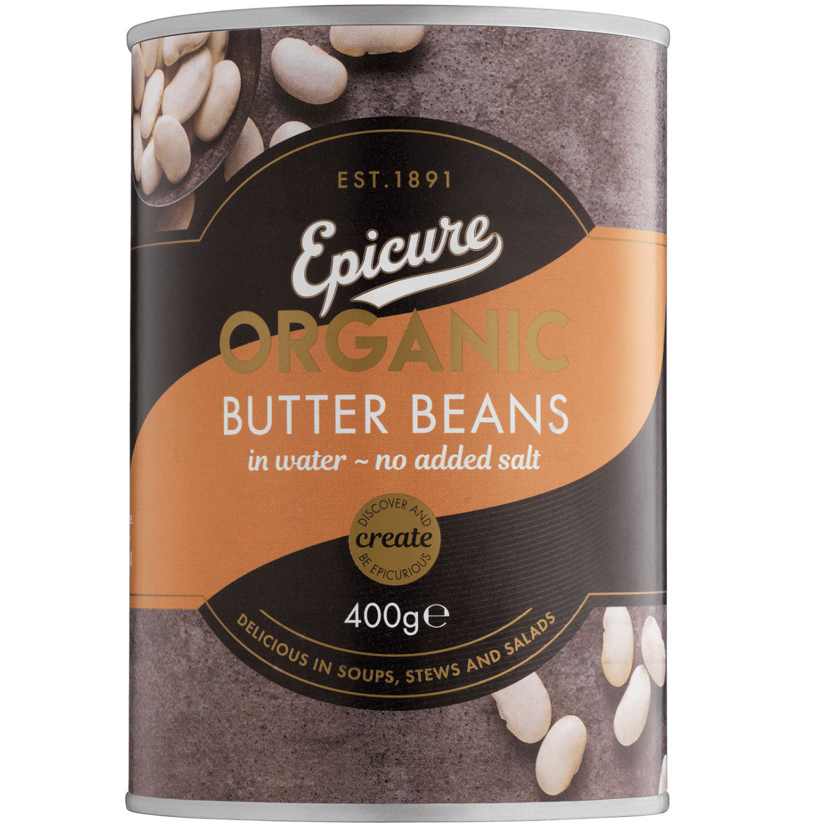 Epicure Organic Butter Beans in water no added salt 400g