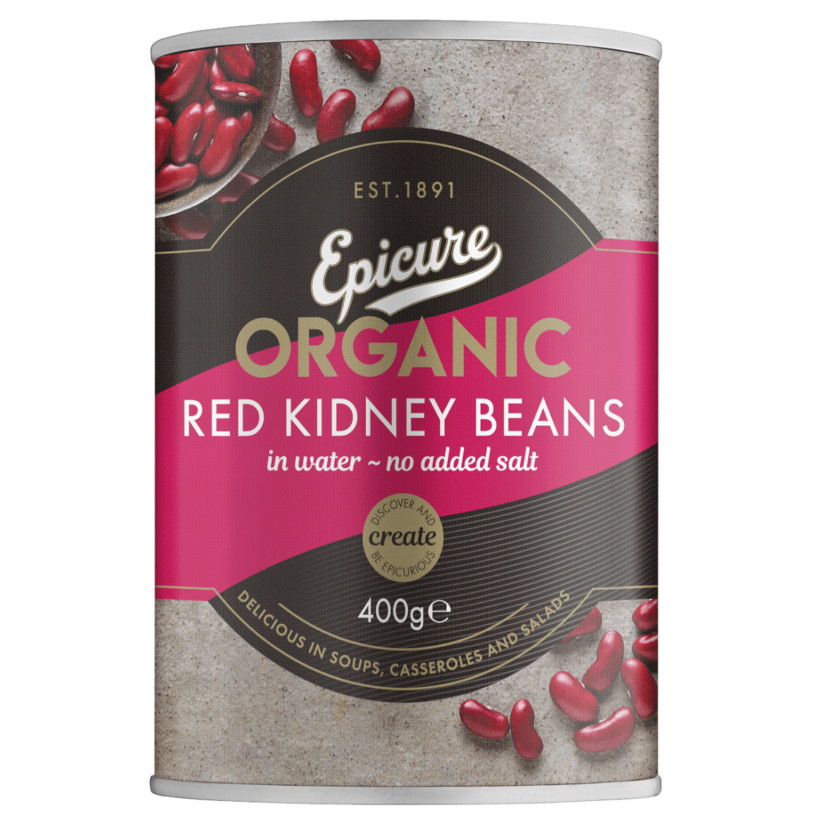 Epicure Organic Red Kidney Beans in water no added salt 400g