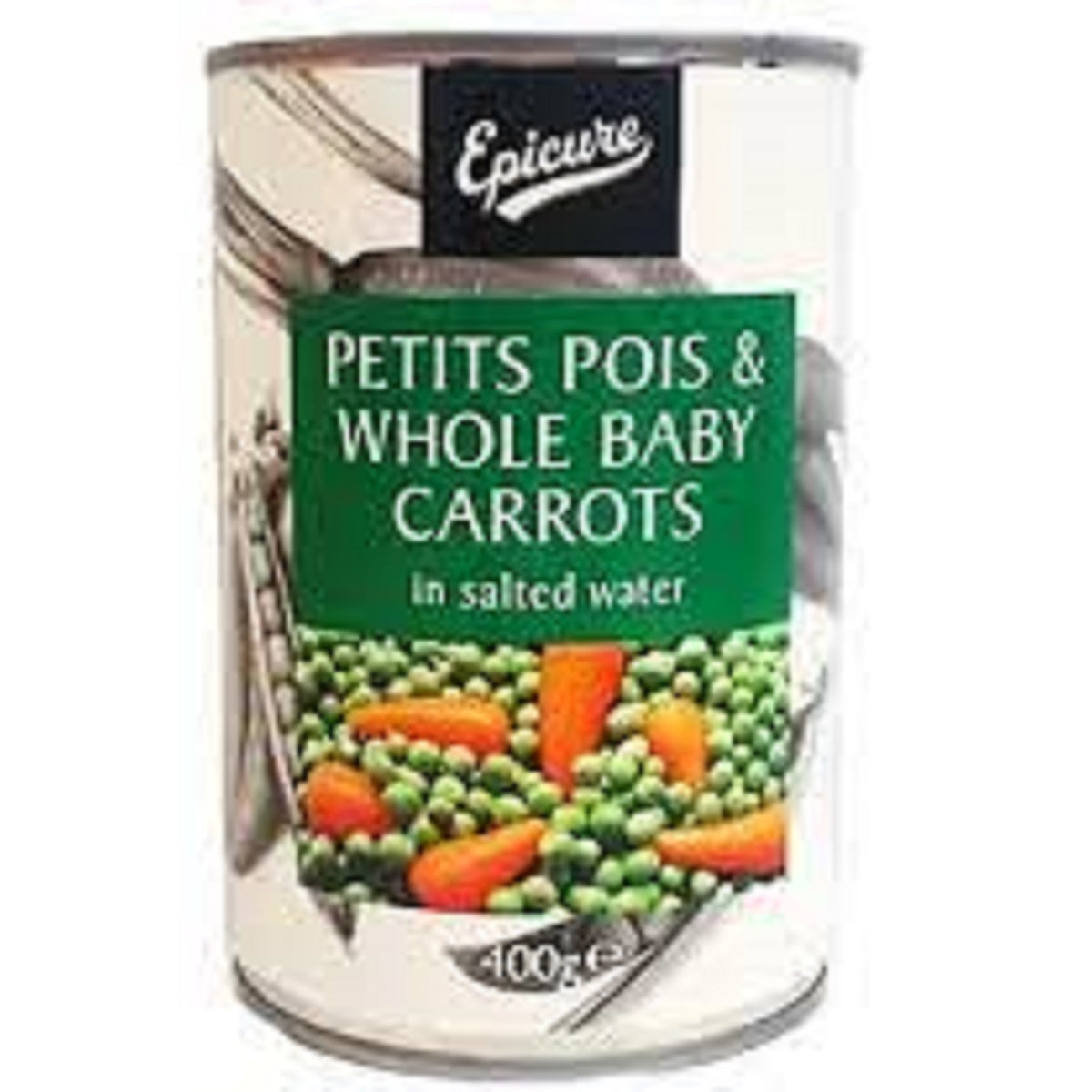Epicure Petits Pois &amp; Whole Baby Carrots in Salted Water 400g
