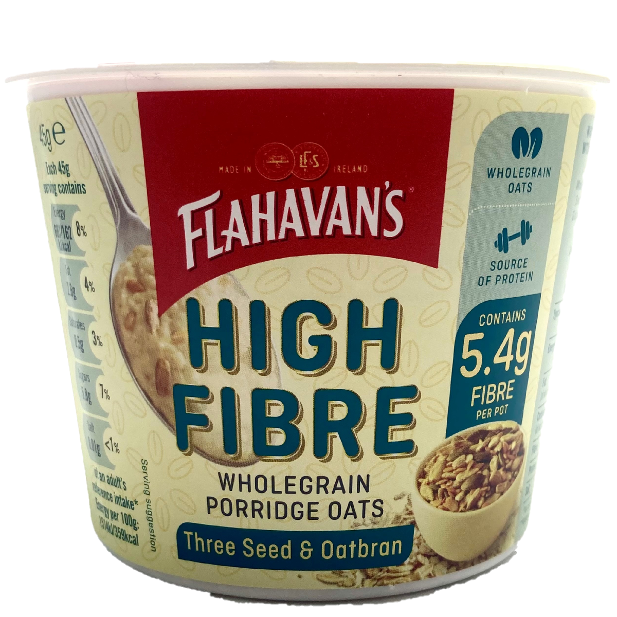 Flahavan&#39;s High Fibre Three Seed &amp; Oatbran Oats 46g