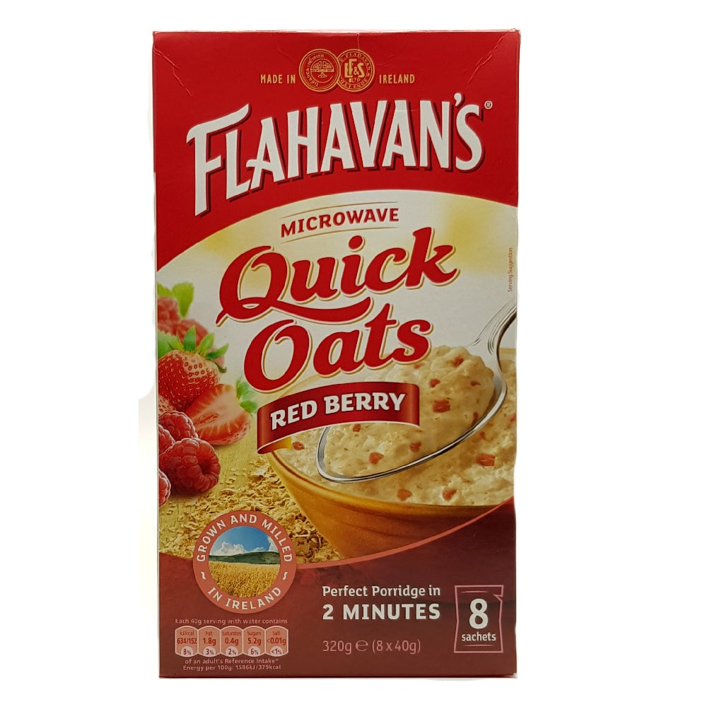 Flahavan&#39;s Microwave Quick Oats Red Berry 320g 8 sachets