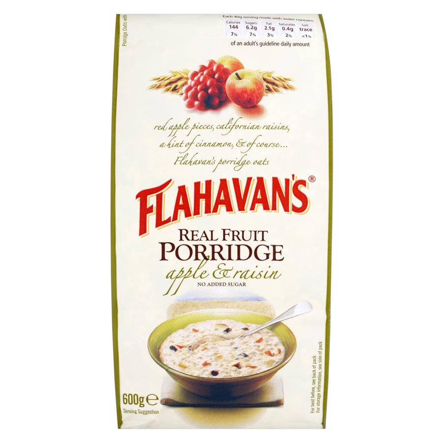 Flahavan&#39;s Real Fruit Porridge Apple &amp; Raisin 600g