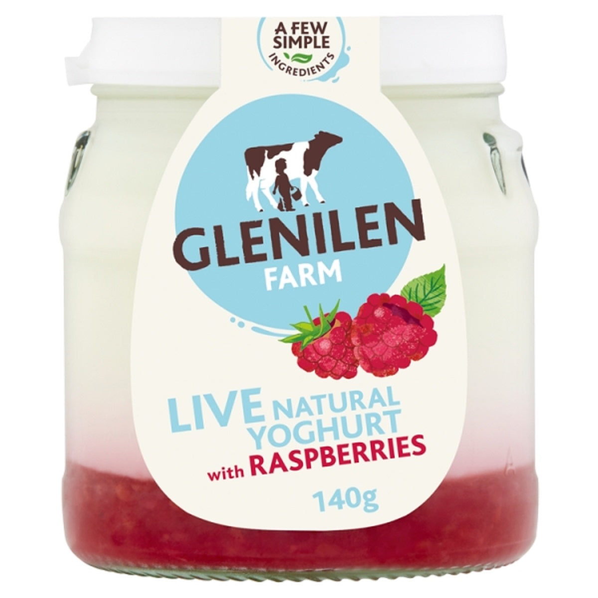 Glenilen Farm Raspberry &amp; Natural Live Yoghurt 140g