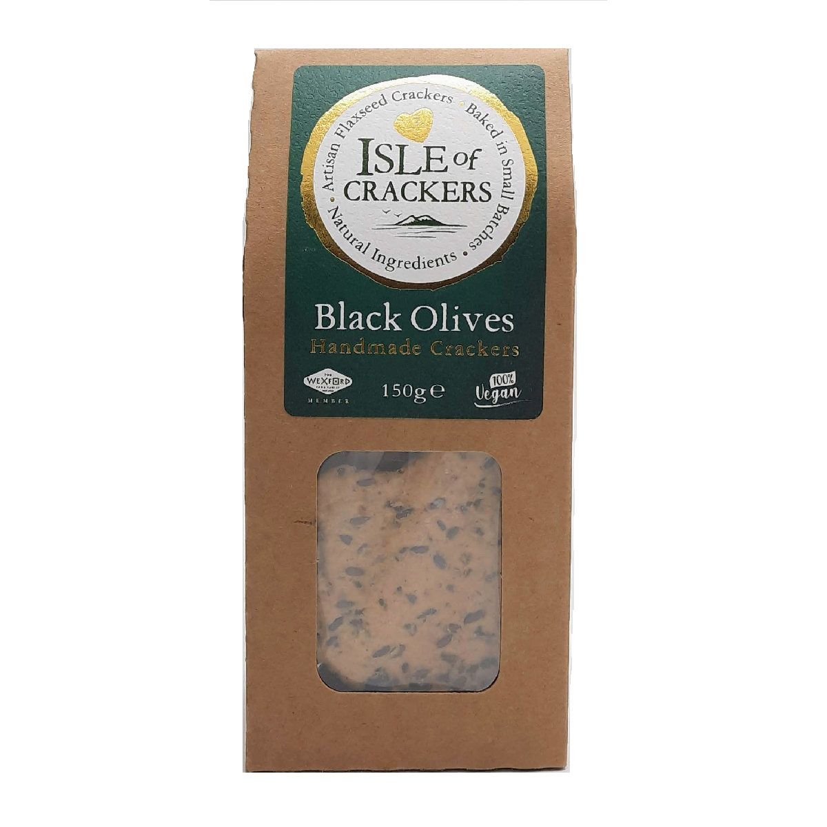 Isle of Crackers Handmade Flaxseed Crackers with Black Olives 150g