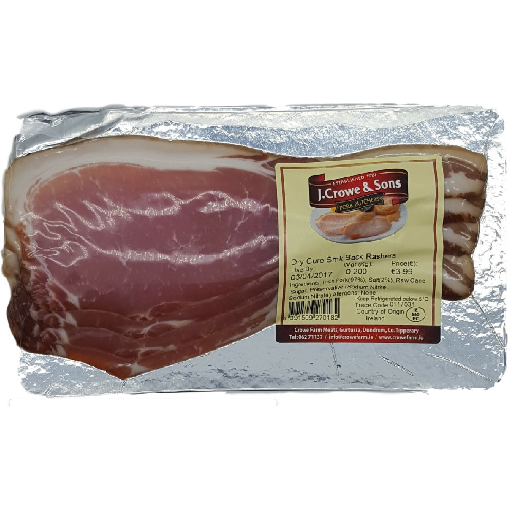 J. Crowe & Sons Dry Cure Smoked Back Rashers 200g - Ardkeen Quality ...