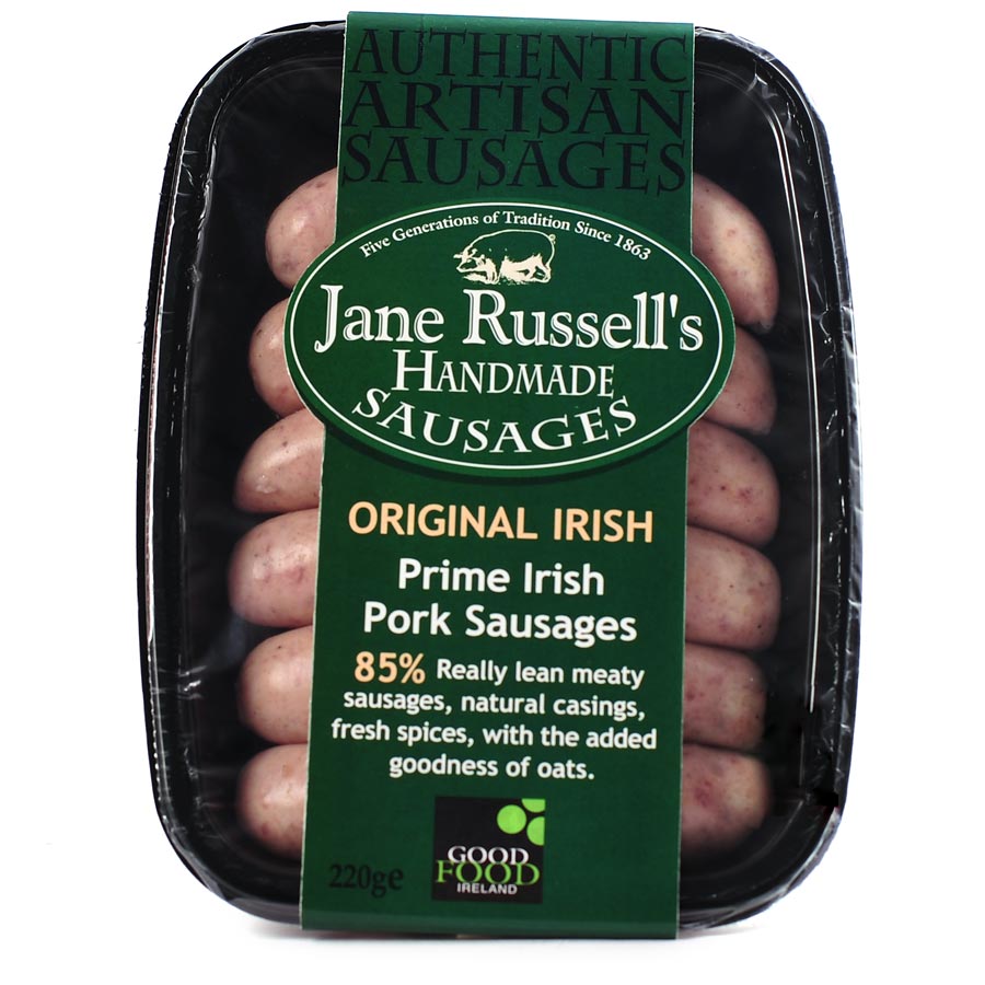 Jane Russell’s Handmade Sausages Original Irish Prime Irish Pork Sausages 220g