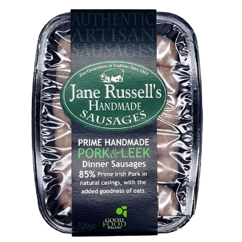 Jane Russell&#39;s Handmade Sausages Prime Handmade Pork &amp; Leek Dinner Sausages 320g