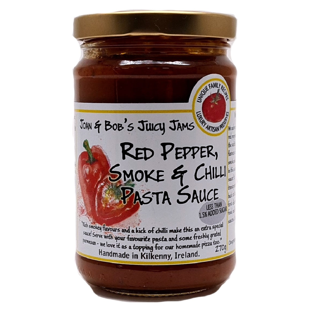 Joan &amp; Bob&#39;s Juicy Jams Red Pepper, Smoke &amp; Chilli Pasta Sauce 270g