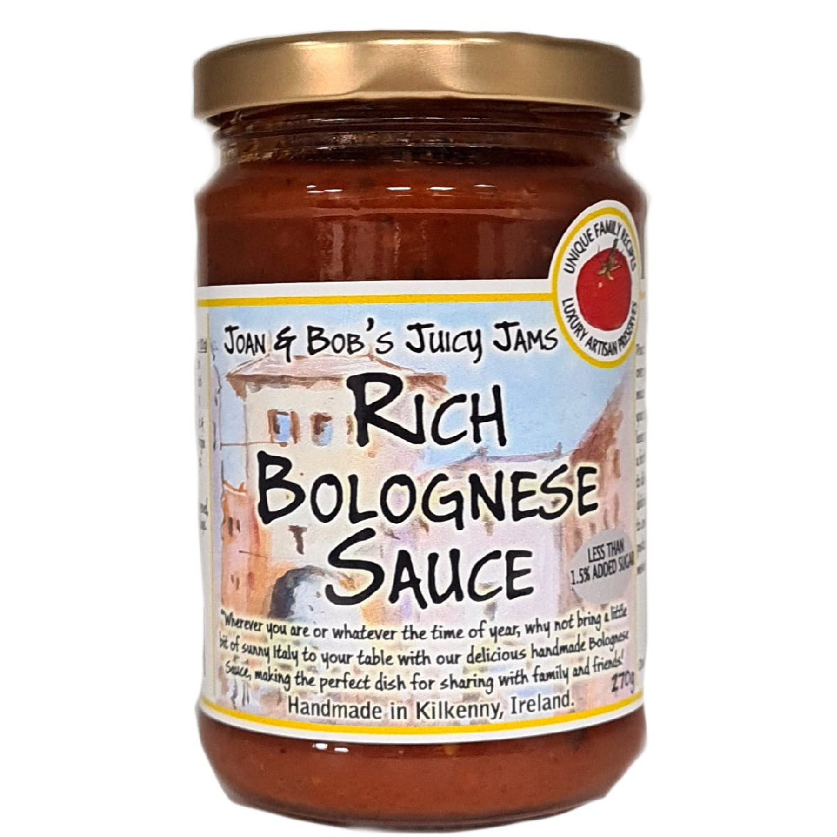 Joan &amp; Bob&#39;s Juicy Jams Rich Bolognese Sauce 270g