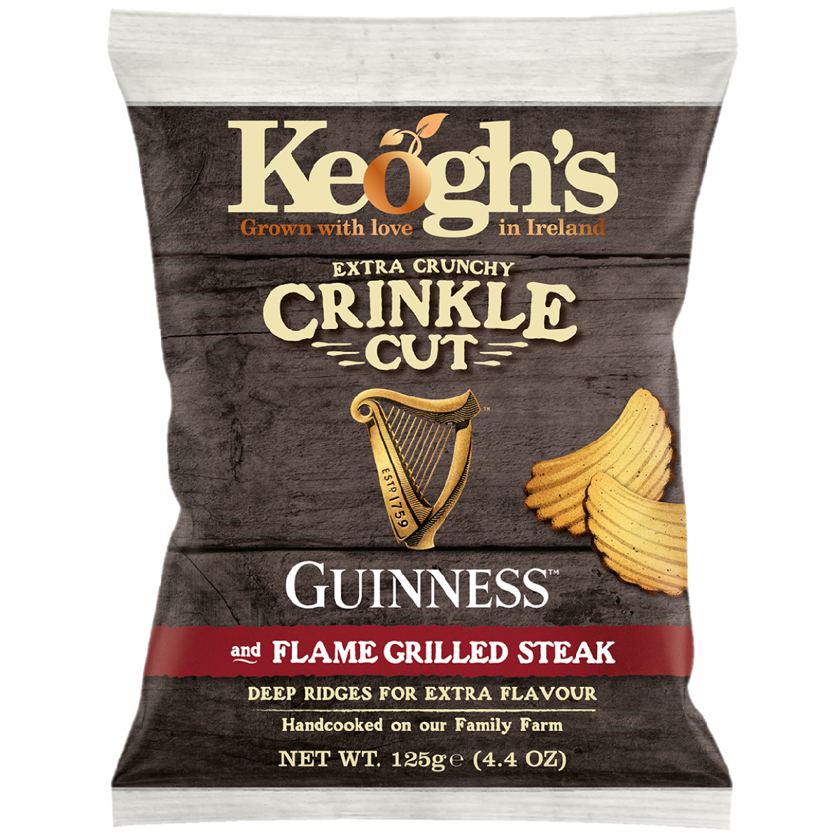 Keogh&#39;s Crinkle Cut Guinness and Flame Grilled Steak Crisps 125g