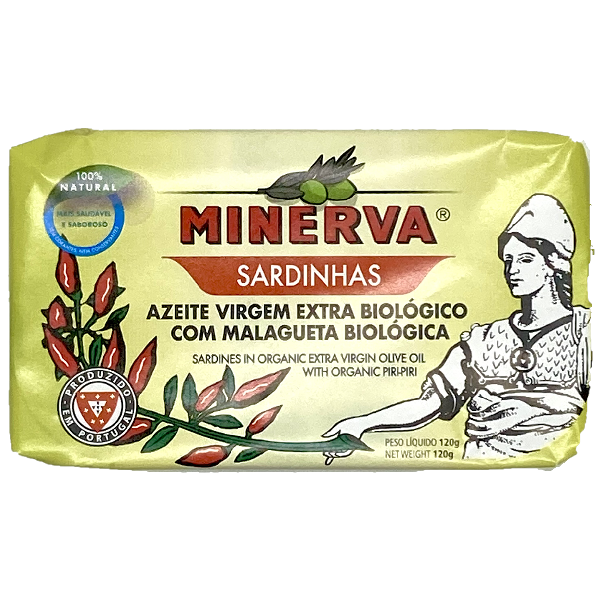 Minerva Sardines in Organic Extra Virgin Olive Oil with Organic Piri-Piri 120g