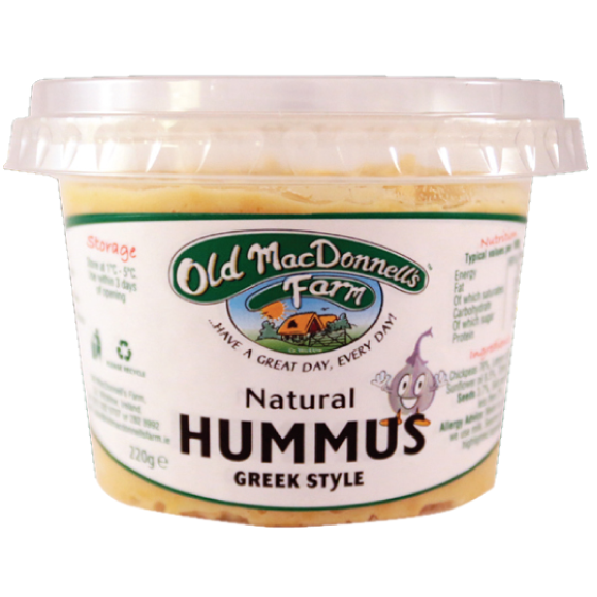 Old Macdonnell&#39;s Farm Natural Greek Style Hummus 220g