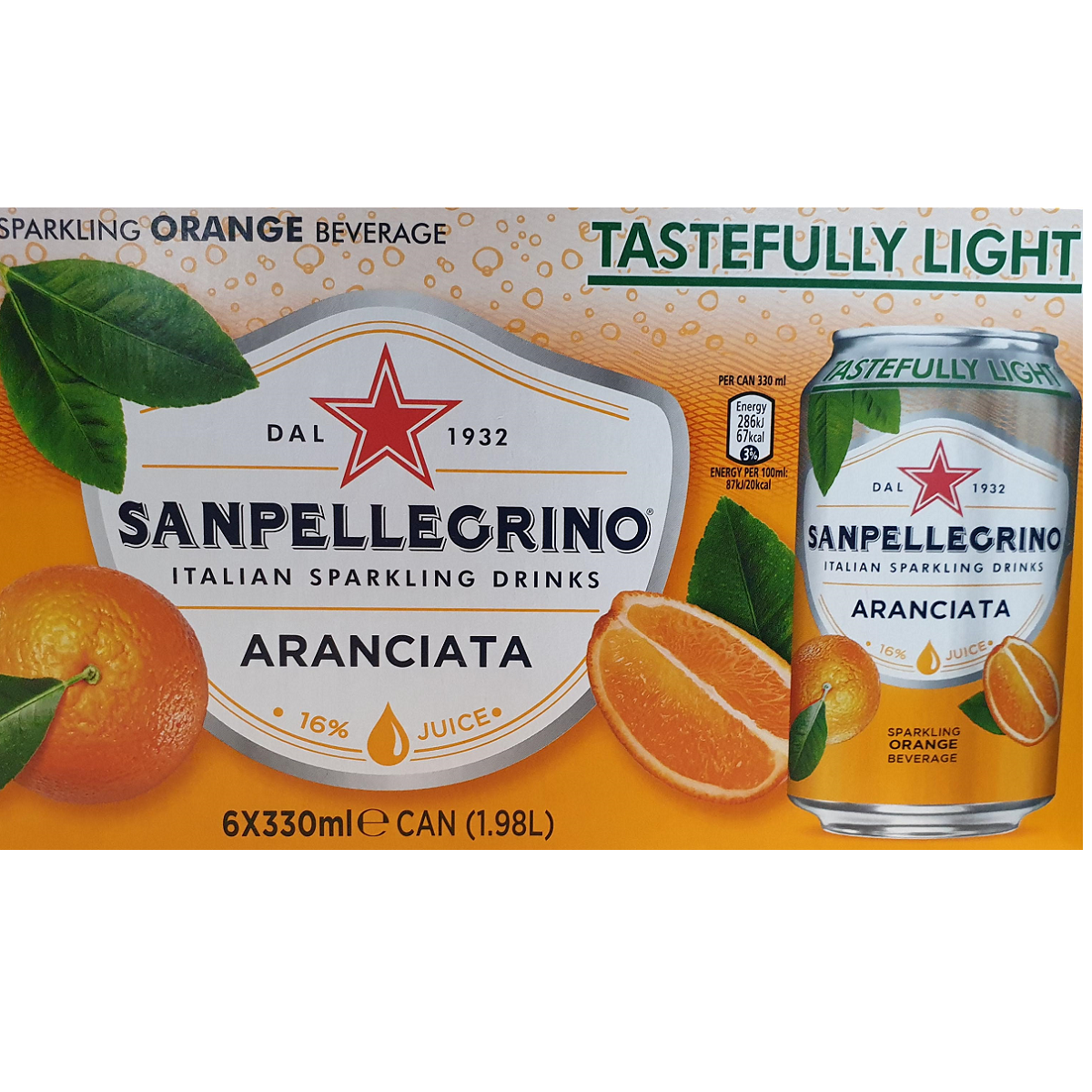 Sanpellegrino Italian Sparkling Drinks Aranciata 6x330ml