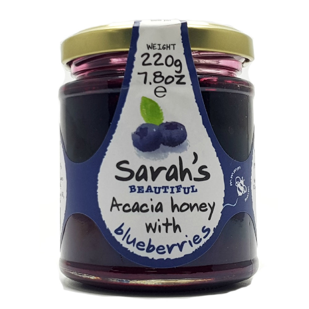 Sarah&#39;s Beautiful Acacia honey with blueberries 220g