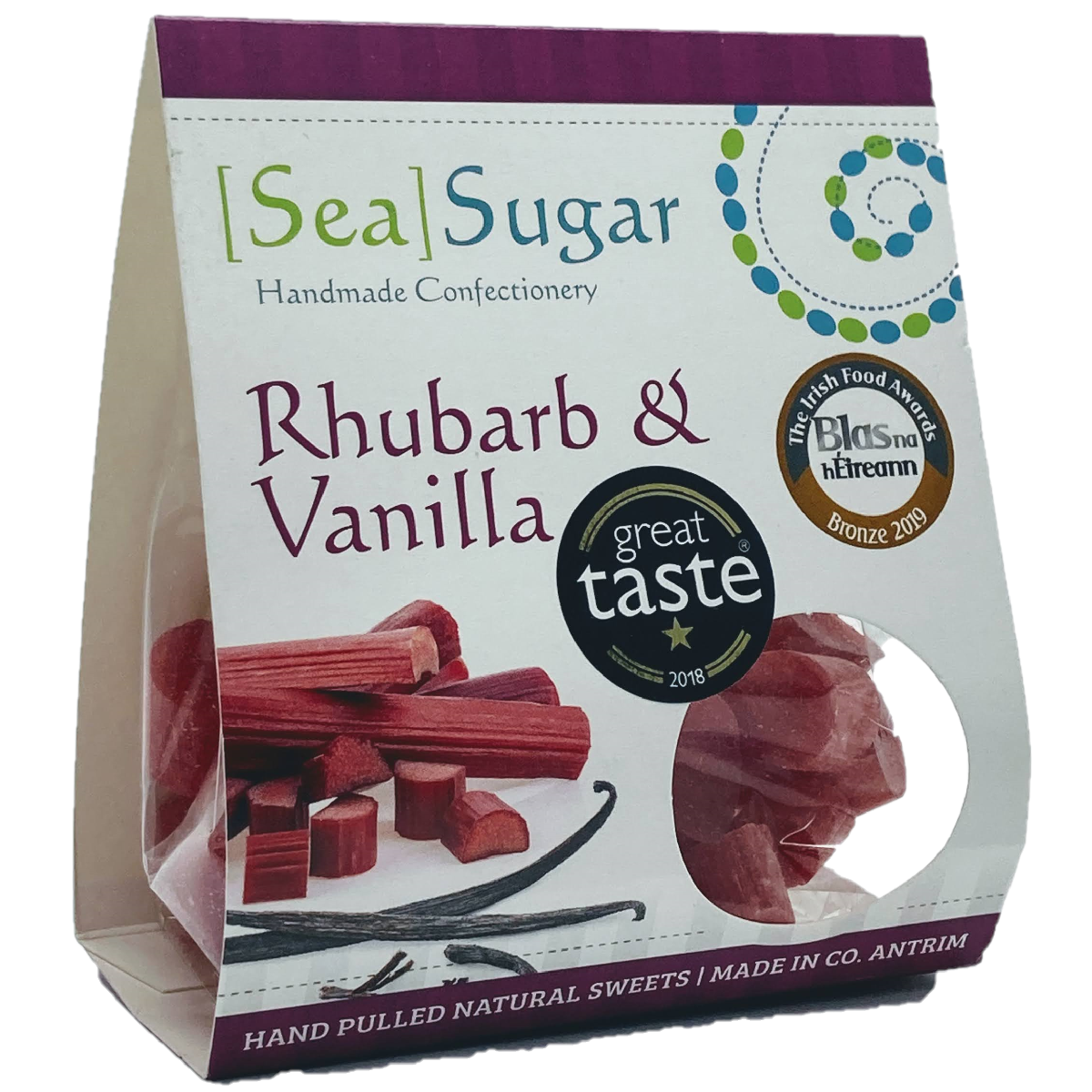 Sea Sugar Handmade Confectionery Rhubarb &amp; Vanilla 100g