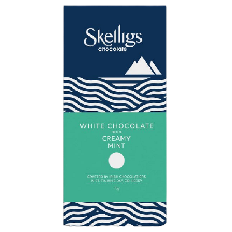 Skelligs Chocolate White Chocolate with Creamy Mint 75g