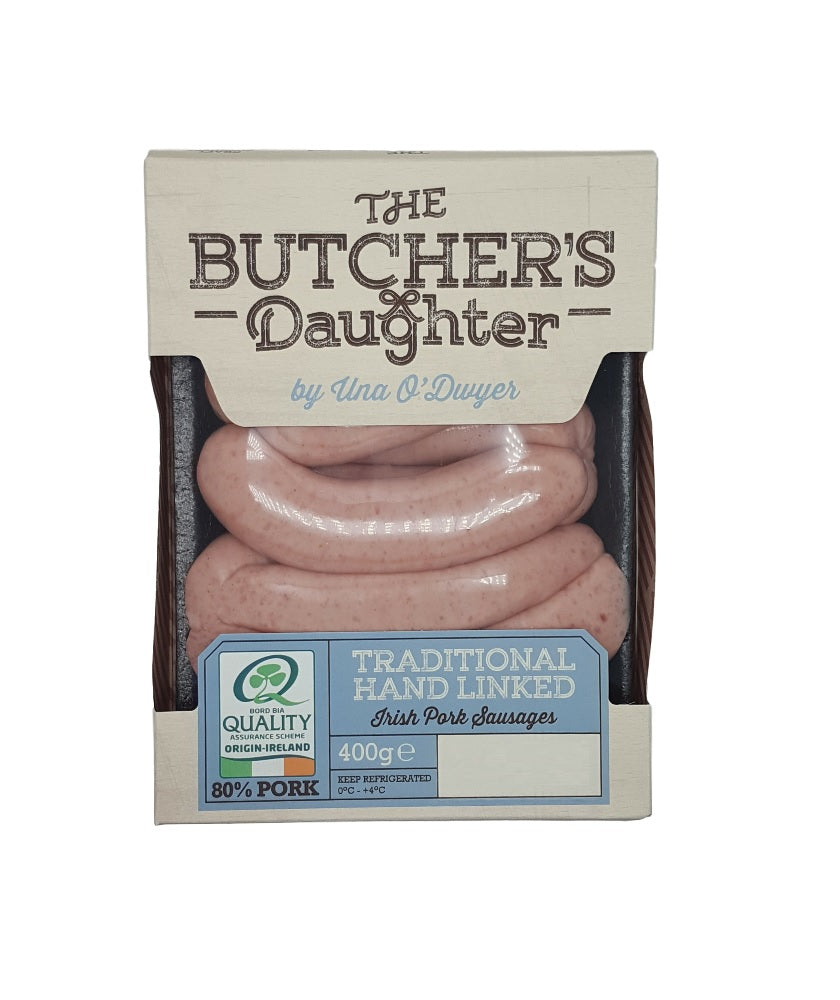 The Butcher&#39;s Daughter Traditional Hand Linked Irish Pork Sausages 350g